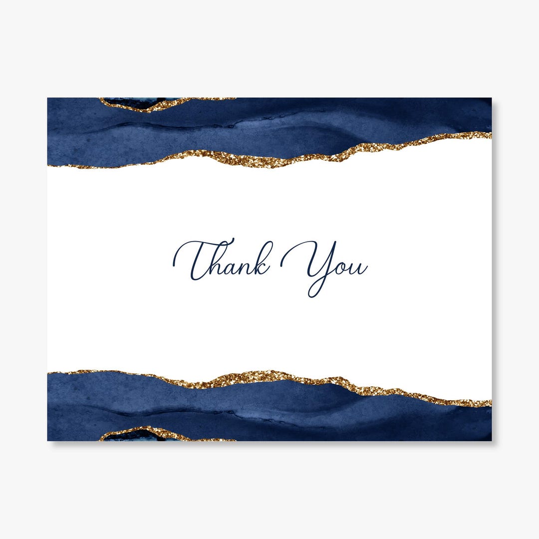 Blue and Gold Agate Look Personalized Note Cards/set of 10 Notes - Etsy