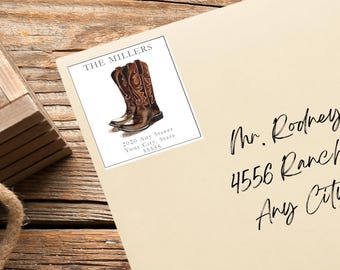 Personalized Printed Cowboy Boot Return Address Labels/Label Sheets