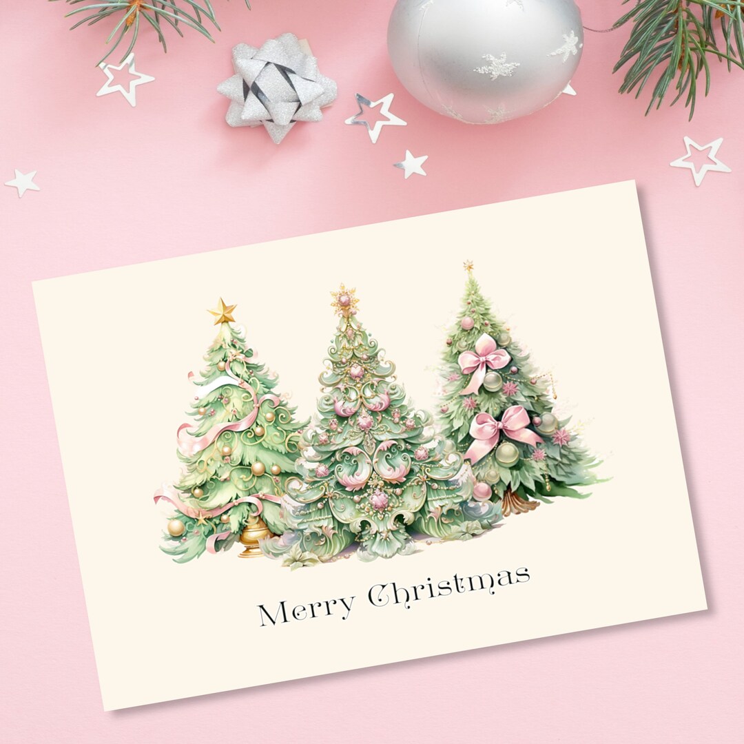 Victorian Christmas Trees Greeting Card/envelope Included Etsy