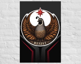 Rebel Bird California Quail Poster | Resist Alliance Print | Red Star