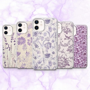 Purple Floral Phone Case Lavender Flower Violet Cover for iPhone 16, 15, 14, 13, 12, 11 | Samsung S25, S24, S23, A16 | Pixel 9A, 9Pro 8A