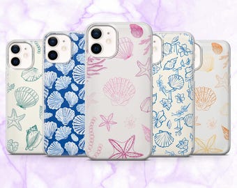 Seashell Phone Case Starfish Ocean Beach Cover for iPhone 16, 15, 14, 13, 12, 11 | Samsung S25, S24, S23, A16 | Pixel 9A, 9Pro 8A