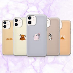 Halloween Phone Case Cute Ghost Pumpkin Cover for iPhone 17, 16, 15, 14, 13, 12 Samsung S25, S24, S23, A56, A16 Pixel 10Pro XL, 9A, 8A, 8Pro