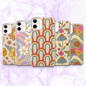 Groovy Phone Case Retro Flower Hippie Cover for iPhone 16, 15, 14, 13, 12, 11 | Samsung S25, S24, S23, A16 | Pixel 9A, 9Pro, 8A, 7A