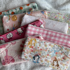 Pencil Case Pouch, quilted zipper pouch / small card holder wallet / cosmetic pouch / card lipstick wallet pouch / back to school