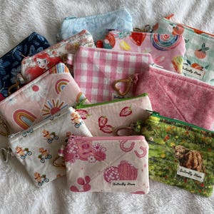 Mini clutch wallet keychain bag Variety, quilted zipper pouch / small card holder wallet / cosmetic pouch / card lipstick wallet pouch