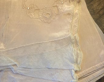 Vintage 1930's Pale Pink/Peach Silk Tap Pants Delicate Lace Size L or XL
