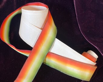 SOLD Antique French VIntage Ribbon Millinery Orange Green Bayage