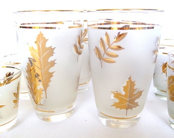 MAD MEN GLASSWARE/ Gold Leaf Frosted galsses/ Shot glasses/