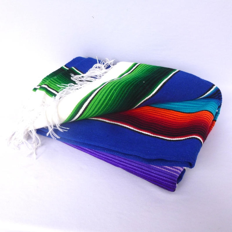 NEON Striped MEXICAN BLANKET Etsy