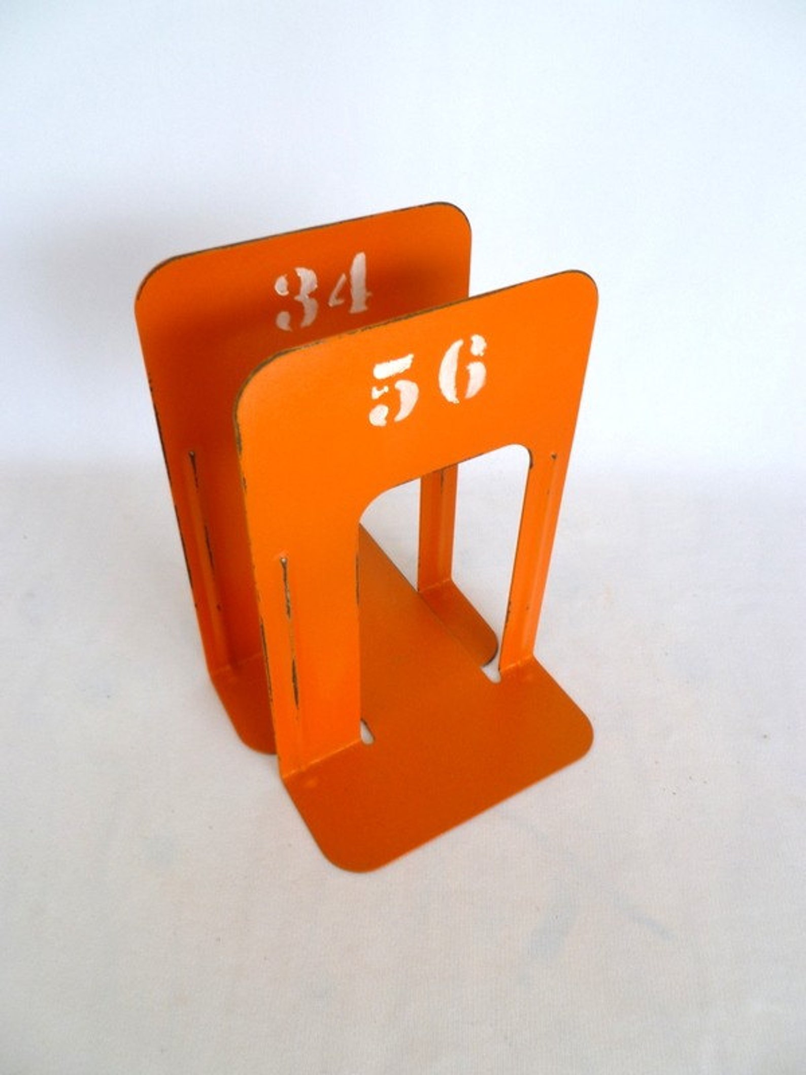 Large ORANGE INDUSTRIAL Style BOOKENDS Etsy