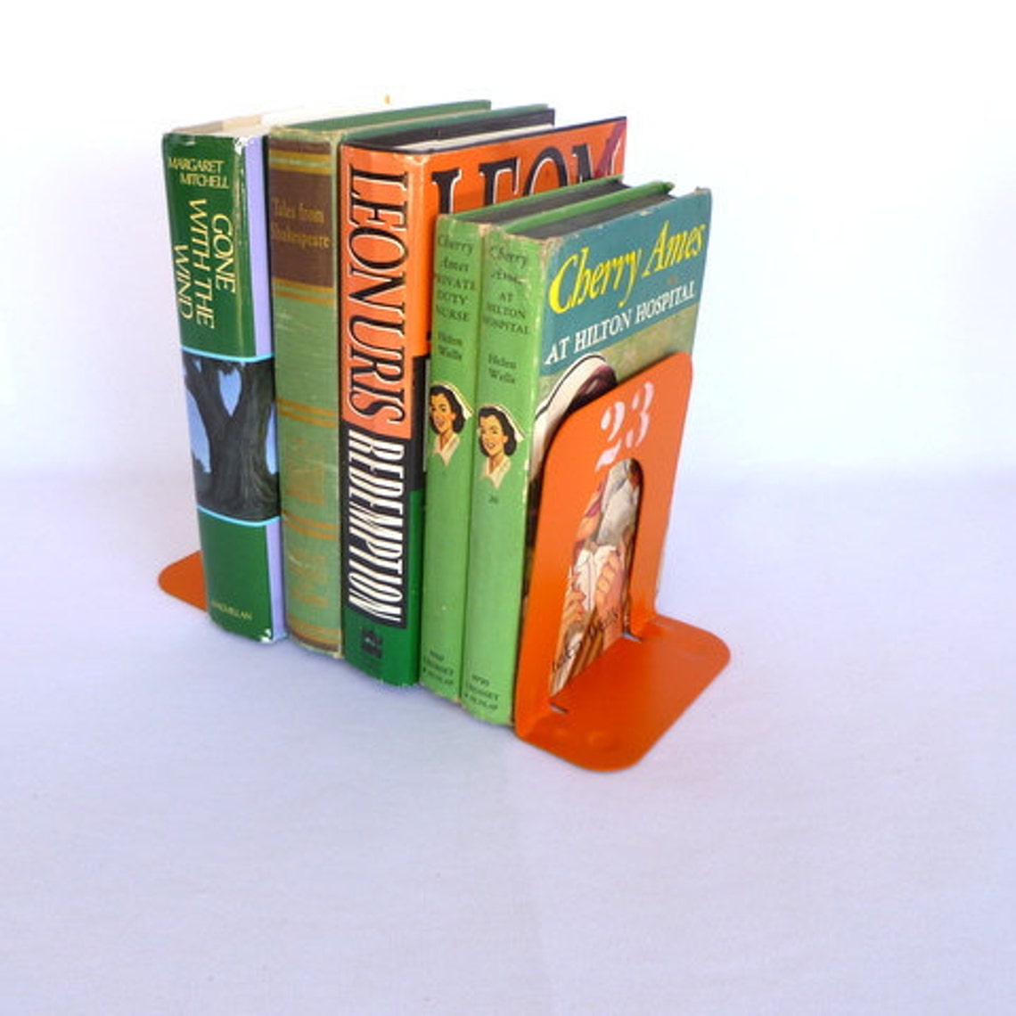 Small Orange Industrial Style Bookends Etsy