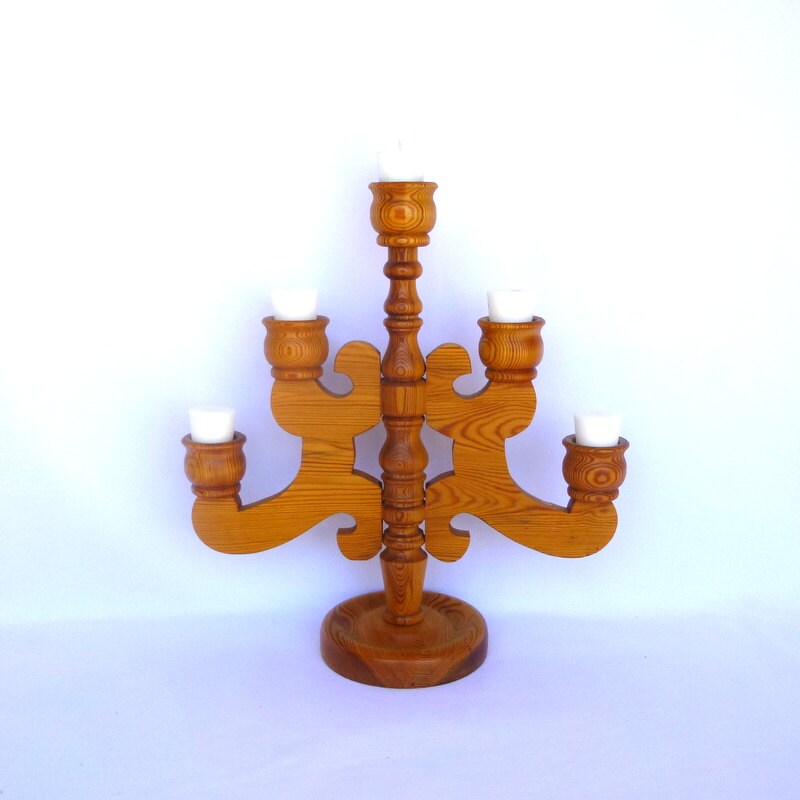 SWEDISH WOOD CANDELABRA/ Smalandsslojd Stig Johnnson design Etsy