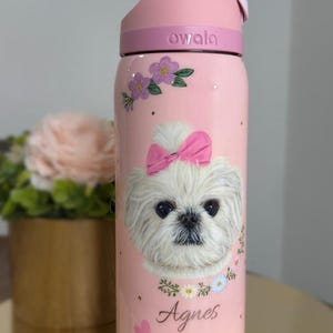 Custom Owala Water Bottle Pet Portrait from Photo, Hand Painted Dog or Cat Bottle, Personalized Pet Gift, Memorial Pet Gift afbeelding 2