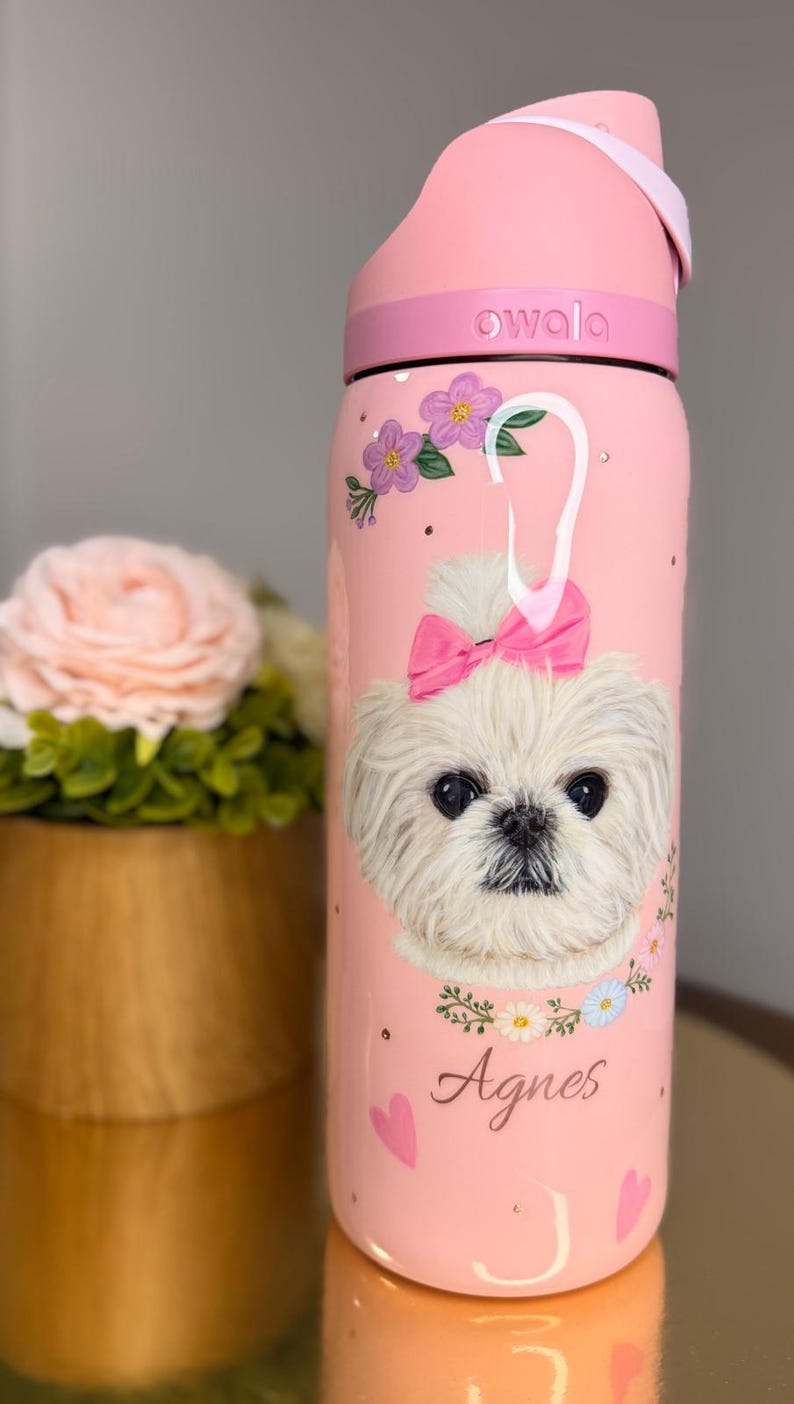 Custom Owala Water Bottle Pet Portrait from Photo, Hand Painted Dog or Cat Bottle, Personalized Pet Gift, Memorial Pet Gift afbeelding 19