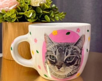 Custom Pet Portrait Mug from Photo, Hand Painted Dog or Cat Mug, Personalized Pet Gift, Pet Lover Gift, 16oz