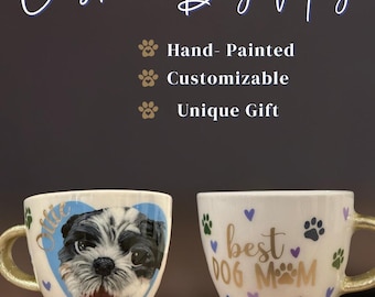 Custom Pet Portrait Mug -  Hand-Painted Personalized Coffee Cup Gift for Pet Lovers