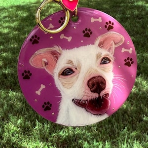 Hand-Painted Pet Portrait Keychain: Custom Dog Lover Gift