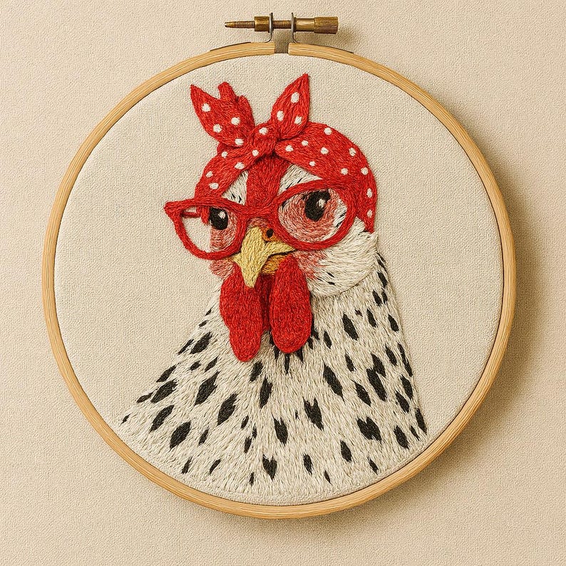 Chicken chick ,funny embroidery pattern , modern hoop art,DIY idea ,hand gift (pdf download) image 2