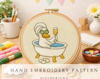 スパダックの手刺繍パターン、初心者向けおもしろいお風呂デザイン（PDFダウンロード）