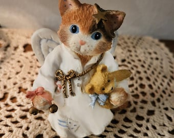 Enesco Calico Kittens “hark-a Herald Angel” Kitten Angel Holding