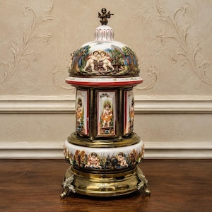 vintage reuge cigarette carousel music box Box//musical With Dancing Ballerina//cigarette Holder//reuge Lot - A Reuge Porcelain