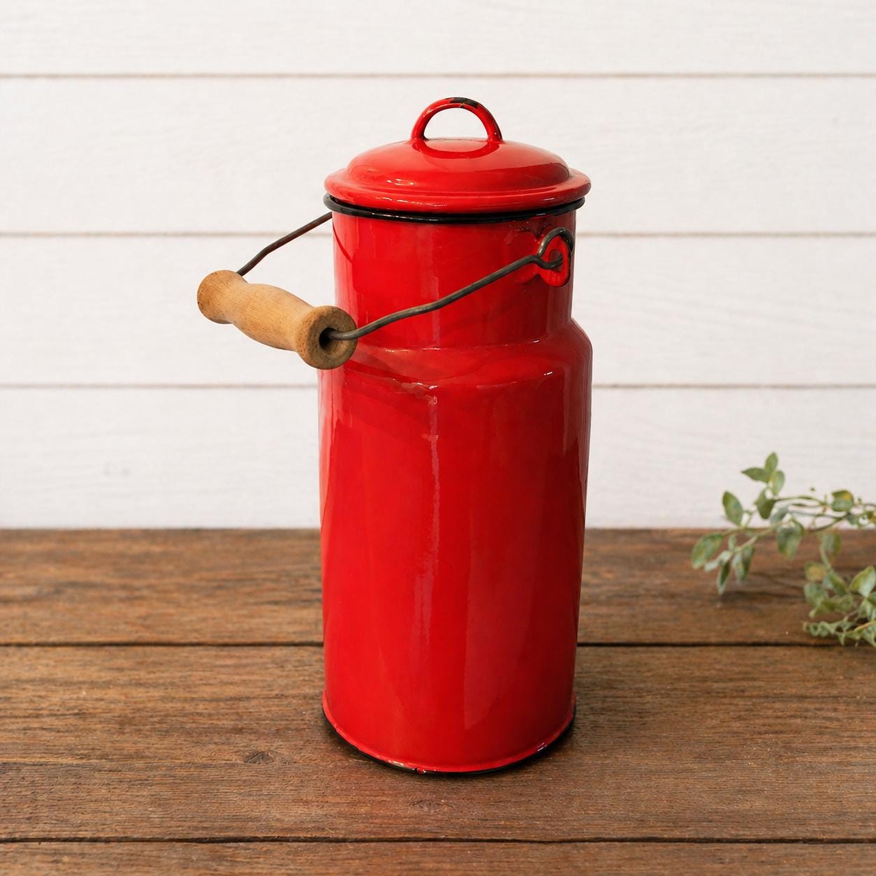 Vintage Red Enamel Milk Can - Etsy
