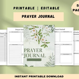 Prayer Journal Gratitude Planner | Faith Devotional Workbook (Canva PDF)