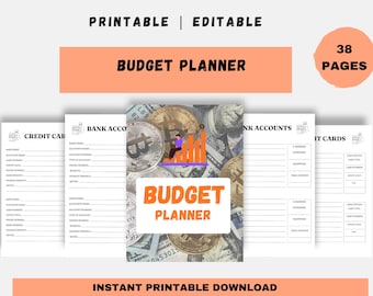 Printable Budget Planner | Monthly Expense Tracker, Savings Goals (Digital Download)