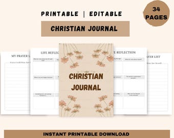 Christian Prayer Journal Printable | Faith Planner, Gratitude Workbook (Digital Download)