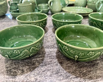 Rare World Market Green DRAGONFLY Teapot + Lid Portugal Ceramic