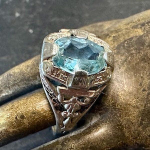 Pierścionek ze złota 14k aqua Deco 2 kolory - delikatny i wspaniały rozmiar 7