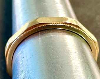 14k band faceted antique by Krementz circa 1920-30s, size 7
