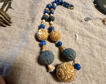 Czech Neiger rare bead necklace-17.5"