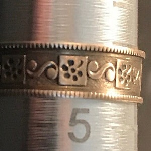 10k rose gold Victorian decorative unique cigar band ring.  Size -5