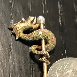 14k Drachen fassen genune Perle Feuerball-Jugendstil Fantasy Design-Amerikanische Carton & Gough Co Macher