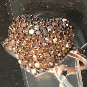 Paved I ct champagne diamond encrusted heart vermeil ring. Size 7 1/4