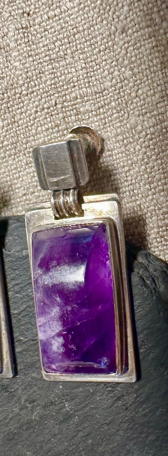 Fantastic Sterling Amethyst Mid Century Mexican b… - image 4