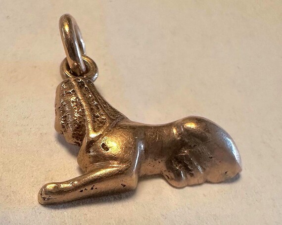10k Sphinx charm, antique 3-D Egyptian ,human head lion body, wings of an Eagle-petite treasure View 5