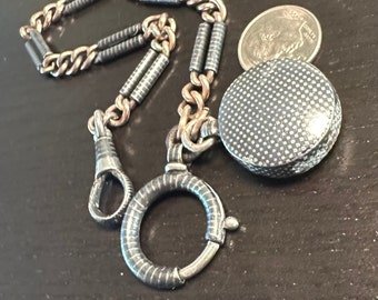 Seltene Niello Silber antike Uhrenkette, Armband mit einem Niello