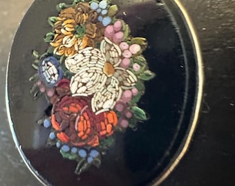 14k brooch Victorian Mosaic Bouquet of colorful Flowers