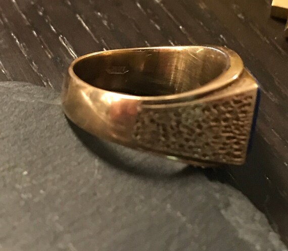 Mid Century 14k Rectangular Lapis Ring-Classic cl… - image 3