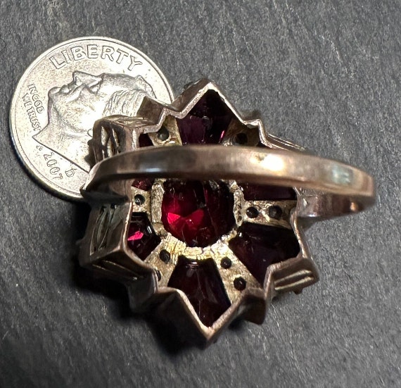 12k large antique rare cut garnet star ring.  siz… - image 3