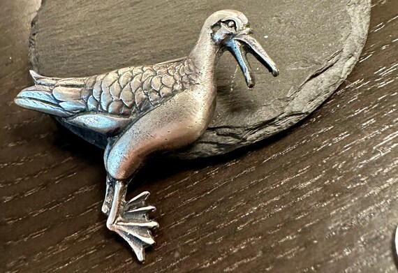 Sterling Artist made Seagull brooch with personal… - image 5