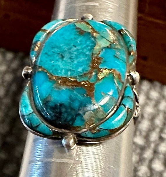 Sterling Mohave Turquoise unusual designed ring-S… - image 4