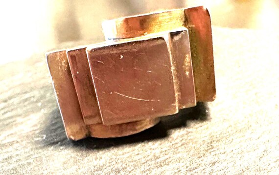 14k ring-Statement Modernist, clean scupltural De… - image 2