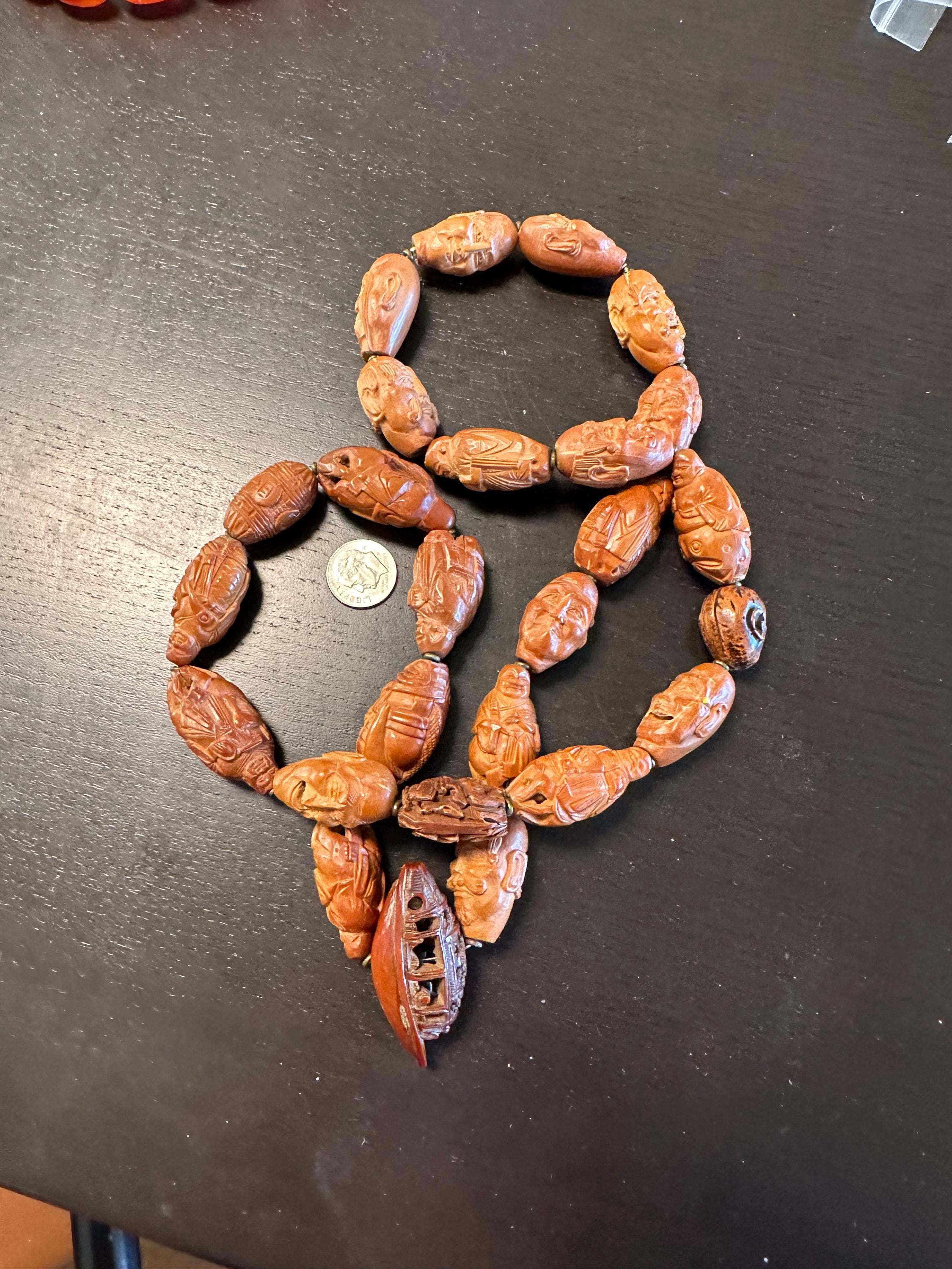Necklace Antique Hediao Long Incredibly Carved Asian Pits-amazing