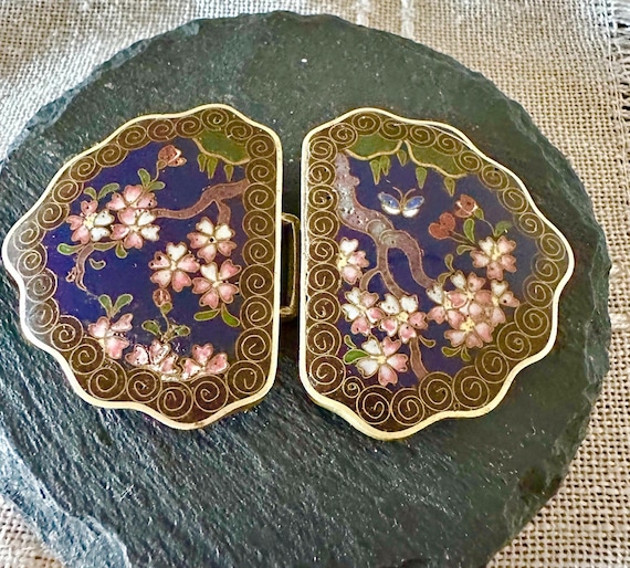 Buckle Japanese Antique Fine Cloisonne-floral Blossoms  display picture 1