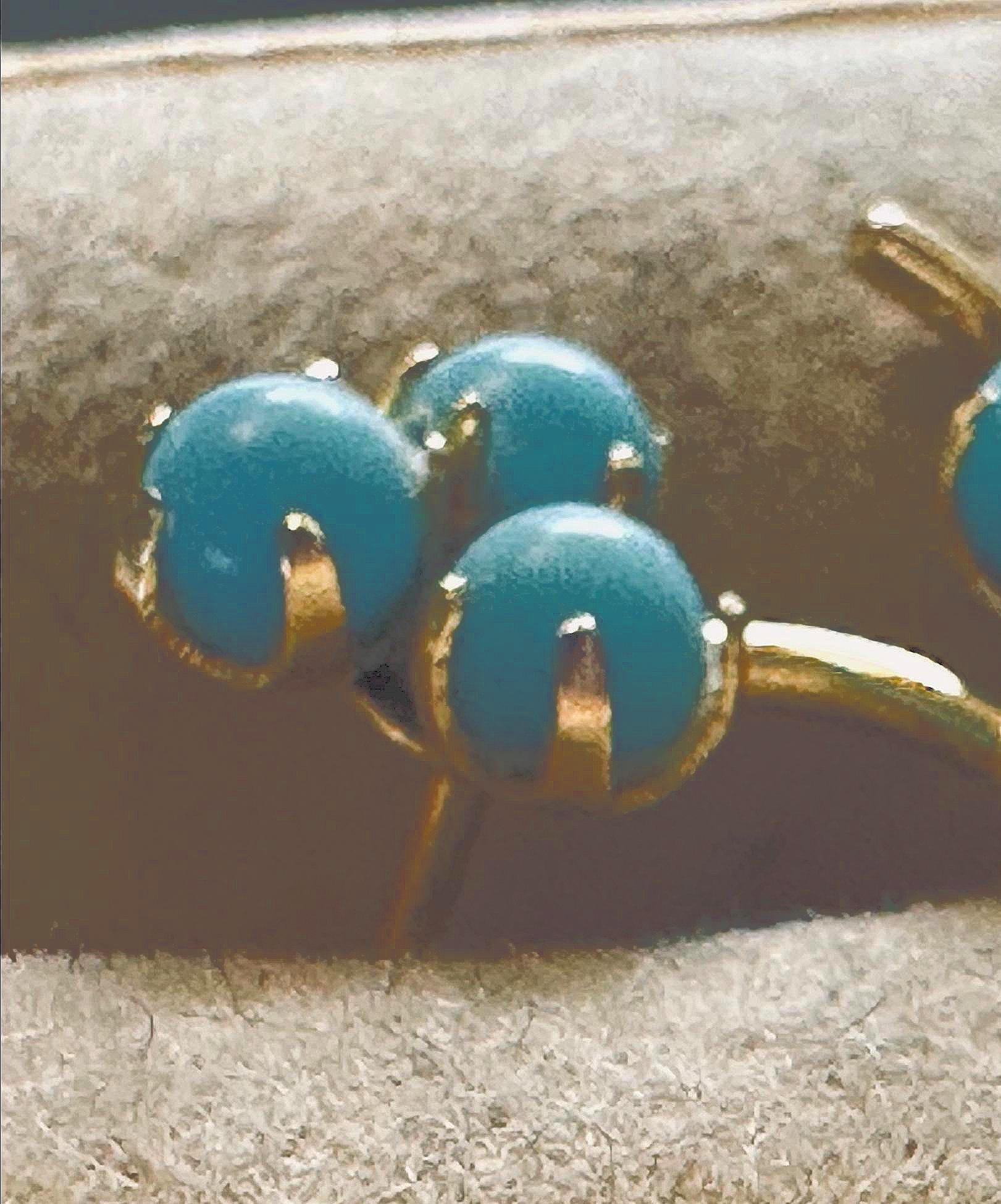 Turquoise Berry 14k Earrings Stud Turquoise Berry Design Vintage Very Delicate, DAINTY ...