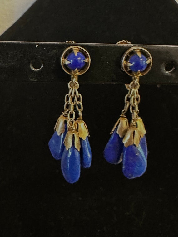 Lapis drop earrings- Chinese export early 1900s si